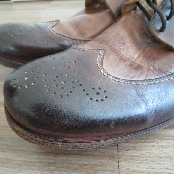BED STU Bench Made Cobbler Series Wingtip Derby Brogue Shoes Brown Leather 10 - Picture 4 of 16